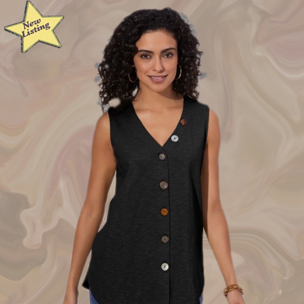 Soft Surroundings Delia Black Sleeveless Tank - Brand New With Tags - Size S NWT